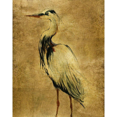 Gold Crane at Dusk II White Modern Wood Framed Art Print by Robinson, Carol