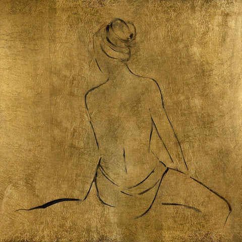 Golden Bather II Black Modern Wood Framed Art Print with Double Matting by Swatland, Sally