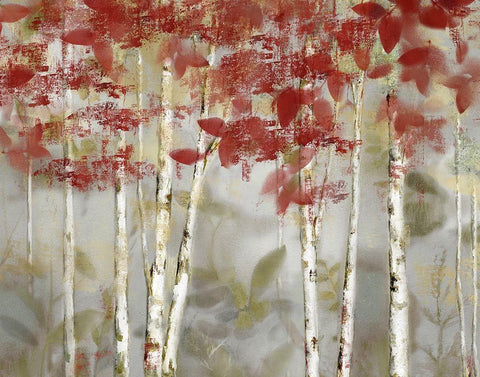 Autumn Forest White Modern Wood Framed Art Print with Double Matting by Nan