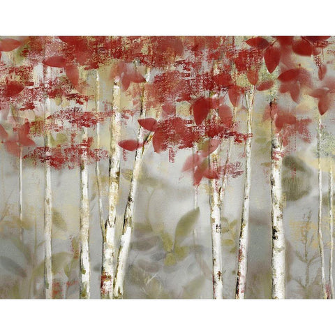 Autumn Forest White Modern Wood Framed Art Print by Nan