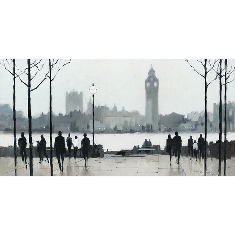 Morning London Black Modern Wood Framed Art Print with Double Matting by Orme, E. Anthony