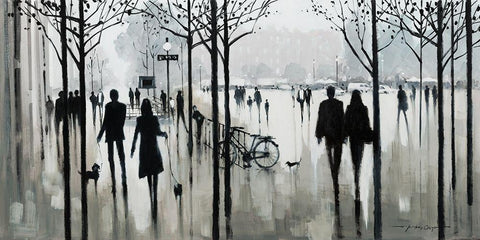 Morning Paris White Modern Wood Framed Art Print with Double Matting by Orme, E. Anthony