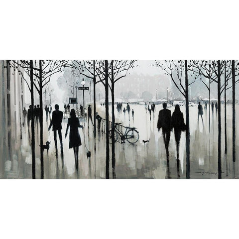 Morning Paris Black Modern Wood Framed Art Print by Orme, E. Anthony