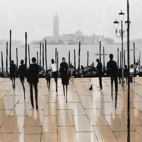 Quiet Gondolas II Black Modern Wood Framed Art Print by Orme, E. Anthony