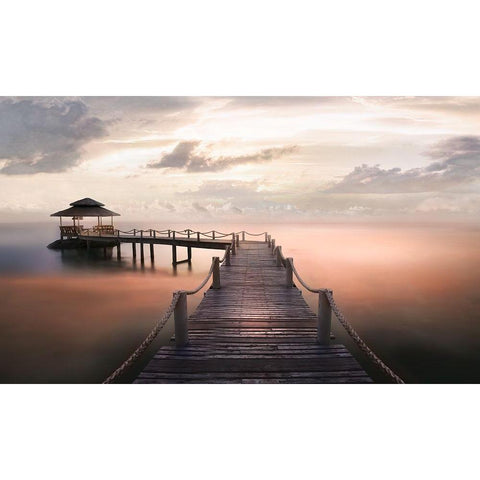 Early Morning Maldives Gold Ornate Wood Framed Art Print with Double Matting by Calascibetta, Mike