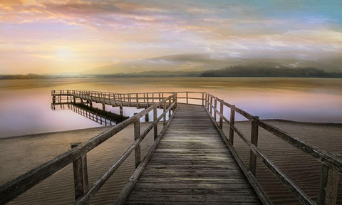 Morning on the Lake White Modern Wood Framed Art Print with Double Matting by Calascibetta, Mike