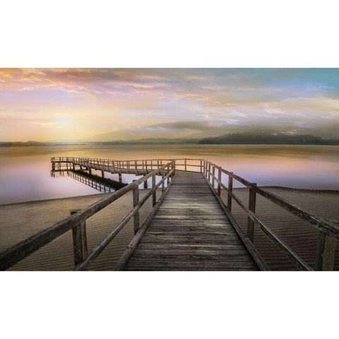Morning on the Lake Black Modern Wood Framed Art Print with Double Matting by Calascibetta, Mike