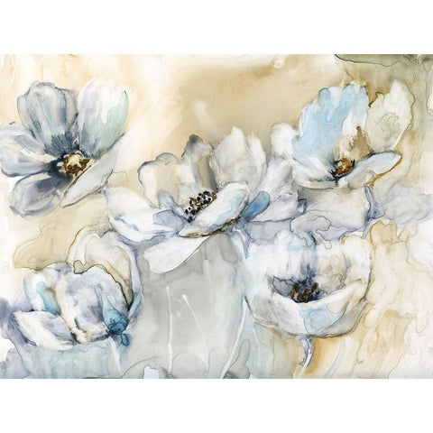 Soft Blooms White Modern Wood Framed Art Print by Nan