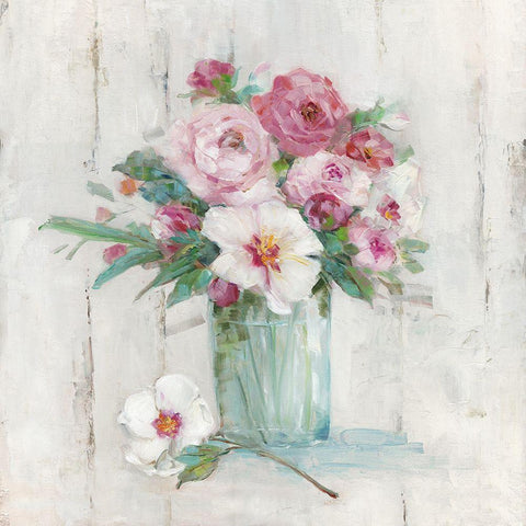 Cottage Sweet Bouquet II White Modern Wood Framed Art Print by Swatland, Sally