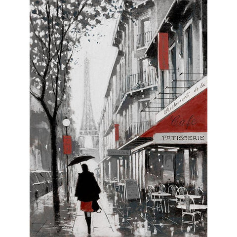 Rainy Paris I Black Modern Wood Framed Art Print by Orme, E. Anthony