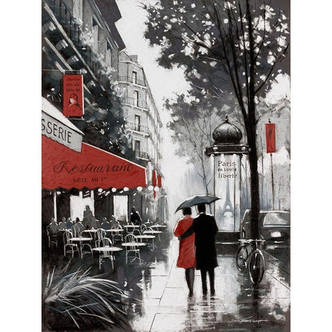 Rainy Paris II Black Modern Wood Framed Art Print by Orme, E. Anthony