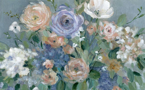 Garden Harmony White Modern Wood Framed Art Print with Double Matting by Robinson, Carol