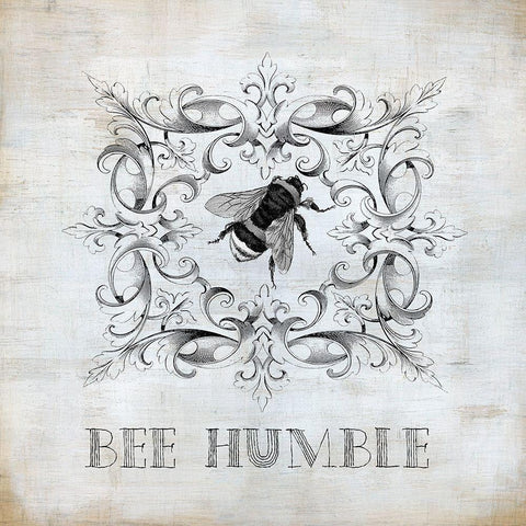 Bee Humble Gold Ornate Wood Framed Art Print with Double Matting by Robinson, Carol