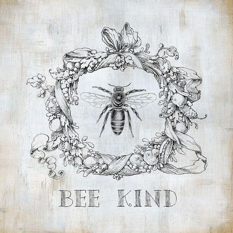 Bee Kind Black Ornate Wood Framed Art Print with Double Matting by Robinson, Carol
