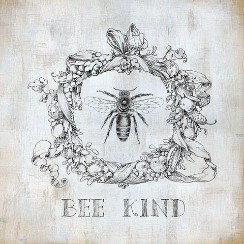 Bee Kind Black Modern Wood Framed Art Print by Robinson, Carol
