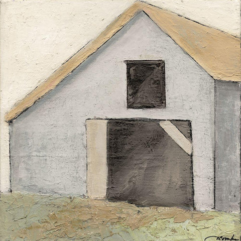 On the Farm IV White Modern Wood Framed Art Print with Double Matting by Combs, Joyce