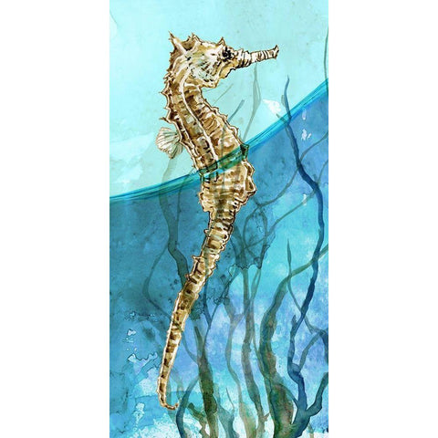 Delray Seahorse I Gold Ornate Wood Framed Art Print with Double Matting by Robinson, Carol