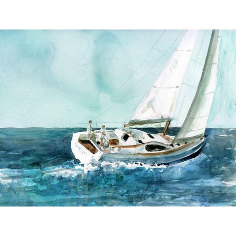 Delray Sail Black Modern Wood Framed Art Print with Double Matting by Robinson, Carol