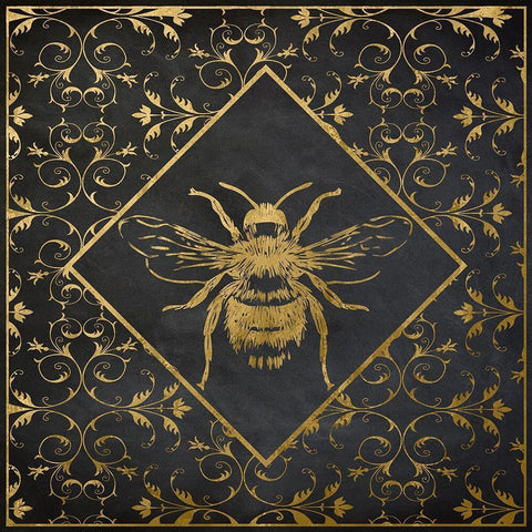 Busy Bee II Black Ornate Wood Framed Art Print with Double Matting by Santiago, Daniela