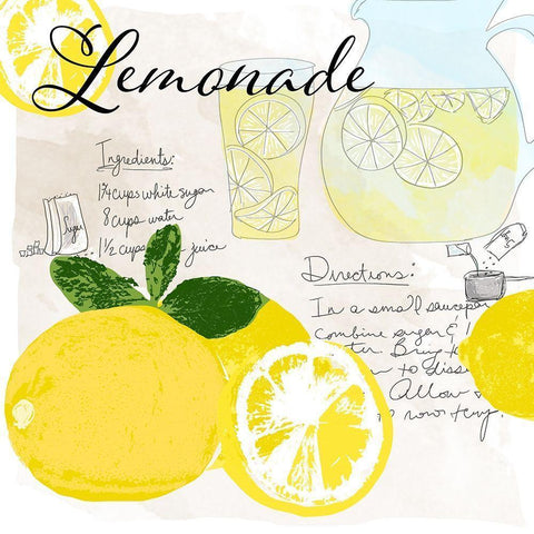 Lemonade White Modern Wood Framed Art Print by Santiago, Daniela