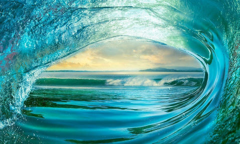 Big Wave Black Ornate Wood Framed Art Print with Double Matting by Calascibetta, Mike