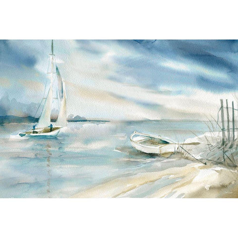 Subtle Sail Black Modern Wood Framed Art Print with Double Matting by Robinson, Carol