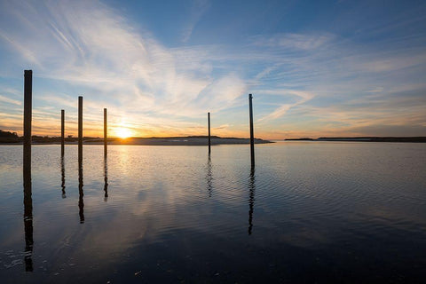 Bay at Sunset White Modern Wood Framed Art Print with Double Matting by Foulke, Doug