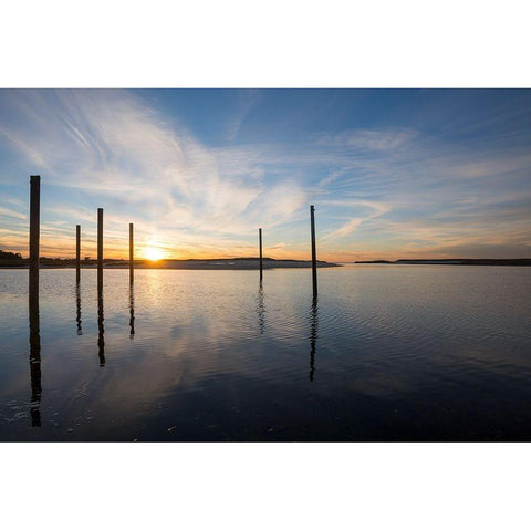 Bay at Sunset Black Modern Wood Framed Art Print by Foulke, Doug