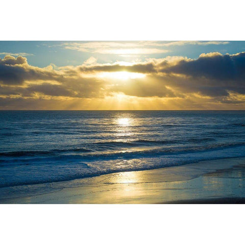 Beach Sunset White Modern Wood Framed Art Print by Foulke, Doug