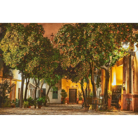 Night in Sevilla White Modern Wood Framed Art Print by Van de Goor, Lars