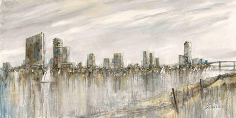 Skyline Sail Black Ornate Wood Framed Art Print with Double Matting by Manning, Ruane