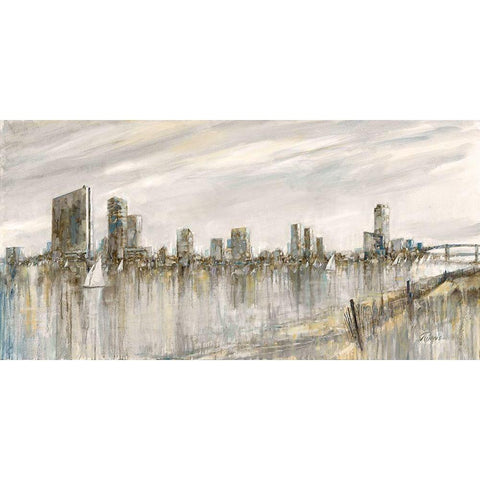 Skyline Sail Black Modern Wood Framed Art Print by Manning, Ruane