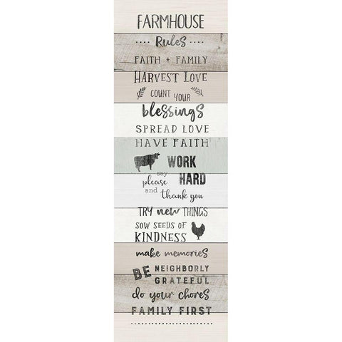 Farmhouse Rules White Modern Wood Framed Art Print by CAD Designs