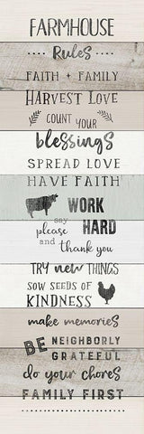 Farmhouse Rules White Modern Wood Framed Art Print with Double Matting by CAD Designs