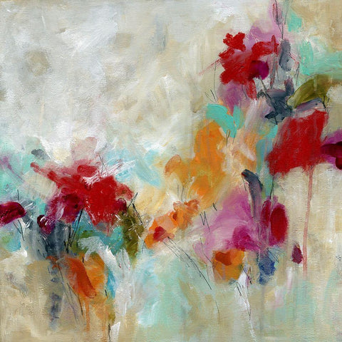 Spectrum Floral White Modern Wood Framed Art Print with Double Matting by Robinson, Carol