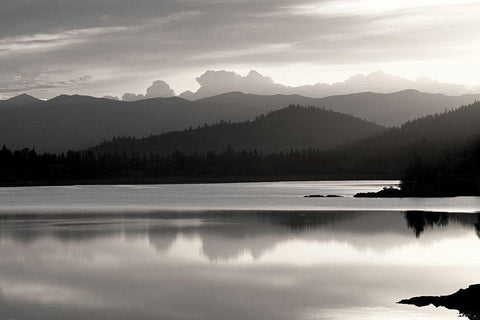 Salish Mountains White Modern Wood Framed Art Print with Double Matting by Haney, Chuck
