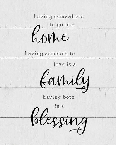 Home Family Black Ornate Wood Framed Art Print with Double Matting by CAD Designs