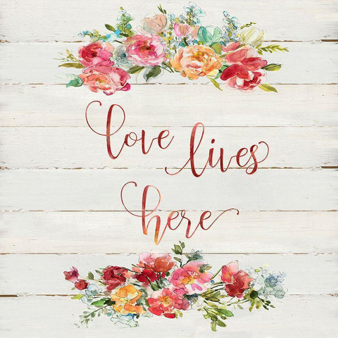 Love Lives Here Black Modern Wood Framed Art Print by Robinson, Carol