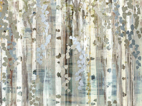 Birch Wood Meadow White Modern Wood Framed Art Print with Double Matting by Jill, Susan