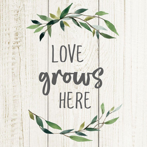 Love Grows Here Gold Ornate Wood Framed Art Print with Double Matting by Robinson, Carol