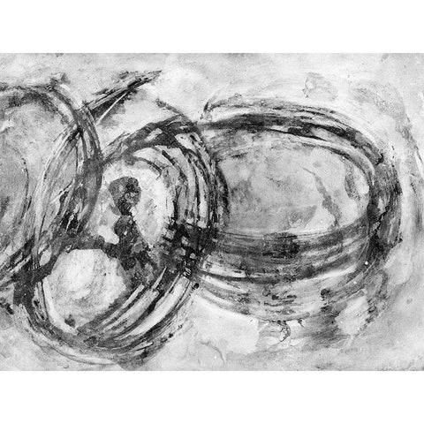 Infinity Rings II Black Modern Wood Framed Art Print with Double Matting by Pattinian, Merri
