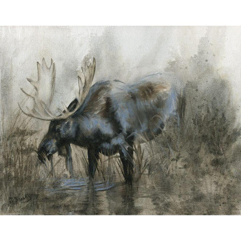 Majestic Elk White Modern Wood Framed Art Print by Brooks, Donna
