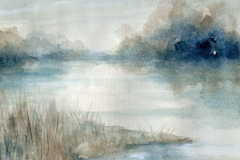 Still Evening Waters White Modern Wood Framed Art Print with Double Matting by Robinson, Carol