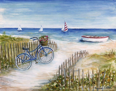 Beach Ride I White Modern Wood Framed Art Print with Double Matting by Dunlap, Marilyn