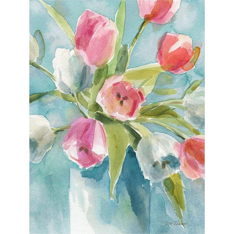 Todays Tulips I Black Modern Wood Framed Art Print with Double Matting by Robinson, Carol