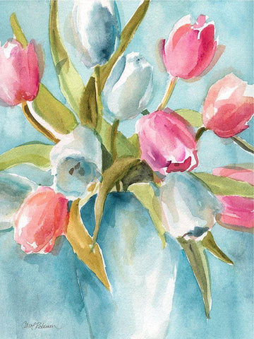 Todays Tulips II White Modern Wood Framed Art Print with Double Matting by Robinson, Carol