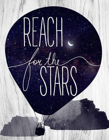 Reach for the Stars White Modern Wood Framed Art Print with Double Matting by Santiago, Daniela