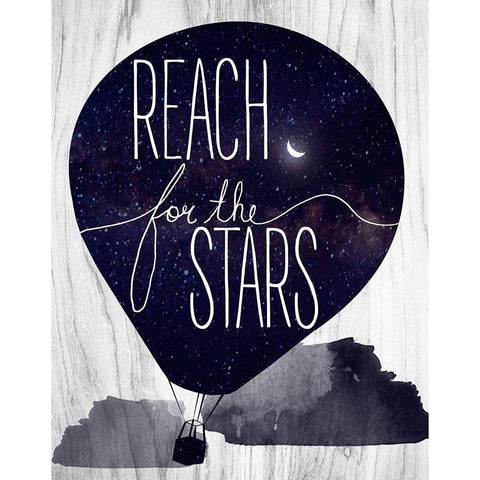 Reach for the Stars Black Modern Wood Framed Art Print with Double Matting by Santiago, Daniela