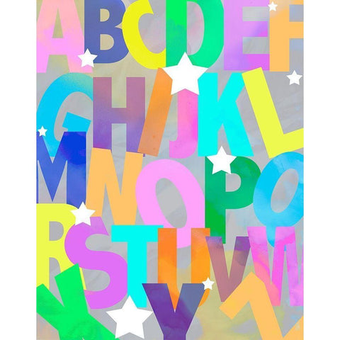 Alphabet Soup Black Modern Wood Framed Art Print with Double Matting by Santiago, Daniela