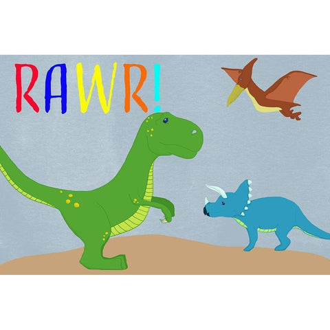 Rawr! Black Modern Wood Framed Art Print with Double Matting by Santiago, Daniela